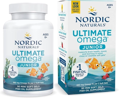 Омега-3 для юниоров, Nordic Naturals, Ultimate Omega Junior, со вкусом клубники (680 мг), 90 капсул