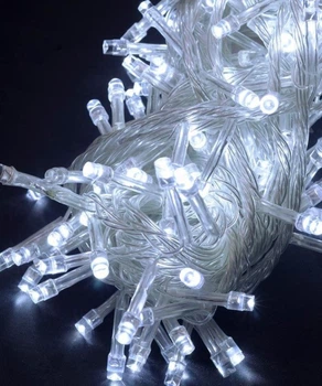 Светодиодная гирлянда 100 LED 6м прозрачный провод белый