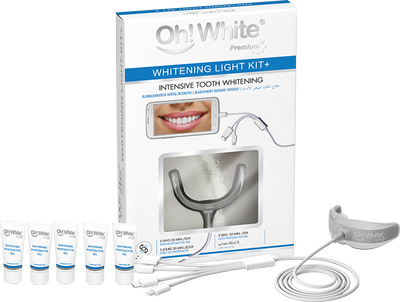 Zestaw do wybielania zębów Oh! White Whitening Light Kit+ Fotoaktywny żel wybielający 5 ml 5 szt + Ustnik ze światłem LED (8425402282540)