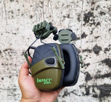 Водонепроникні тактично-військові навушники з активним шумопоглинанням навушники-шумодави для стрільби Impact Sport Олива