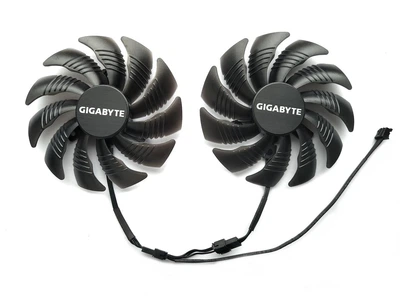 Вентилятор кулер для видеокарты Gigabyte GTX 1050 Ti 1060 1070 Ti RX 470 480 570 580 (orgnl) 87 мм Everflow T129215SU (PLD09210S12HH GA91S2H) комплект 2 шт (№131)