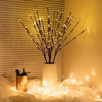 LED гирлянда Ветка Ивы на 20 Диодов, Теплый свет, 1 шт