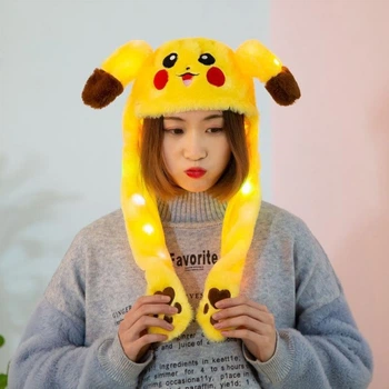 Светящаяся шапка Pikachu Желтая с двигающимися ушами (SH774347)