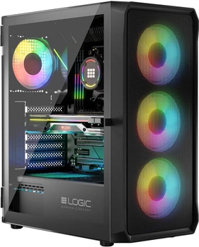 Obudowa komputerowa Logic Concept Portos Mesh+Glass ARGB fans 4x120 mm Black (AT-PORTOS-10-0000000-0002)