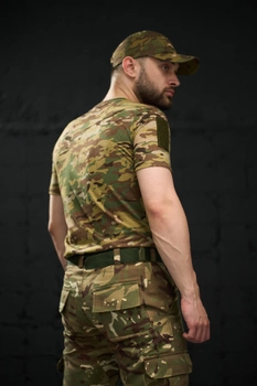 Тактична футболка мультикам з липучками на плечах та кишенею на блискавці 3XL