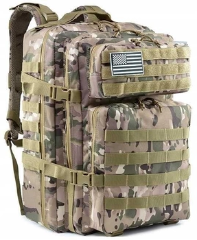 Рюкзак сумка на плечі 45 л Камуфляж універсальний ранець із базою модульної системи Molle безліччю додаткових кишень із поліестеру OXFORD 900D