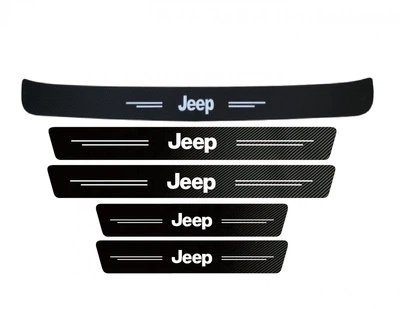 Наклейки на пороги и задний бампер карбоновые Jeep все модели