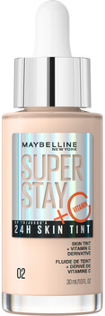 Тональна основа Maybelline Super Stay 24H Skin Tint з вітаміном C 02 стійка та освітлювальна 30 мл (3600531672317)