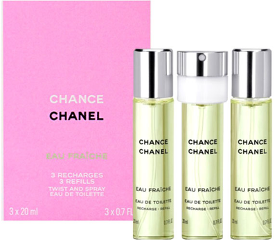 Zestaw wkładów wymiennych damskich Chanel Woda toaletowa Chanel Chance Eau Fraiche 3 x 20 ml (3145891361100)