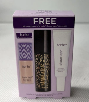 Дорожный набор Tarte Shape Tape Glow Wand Alight (0,5 мл) Deluxe Maneater Mascara (2 мл) Shape Tape Eye Cream (2 мл)