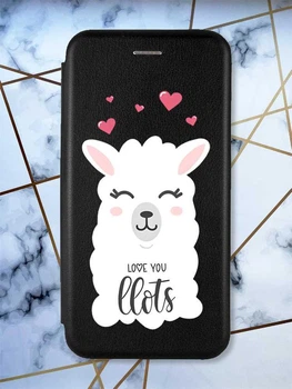 Чохол-книжка з малюнком для Xiaomi Redmi 7A Чорний; Лама (принт 94)