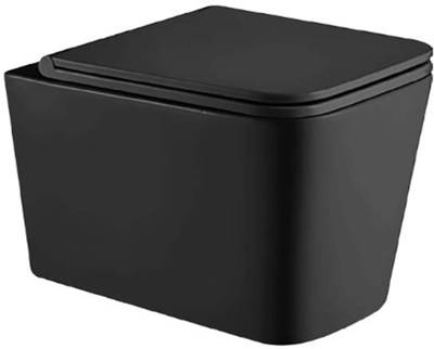 Унитаз подвесной KOLLER POOL Kvadro KR-0530-RQ-MB с сиденьем Soft Close дюропласт (смыв Торнадо), черный матовый