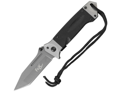 Рятувальний Складаний Ніж для Виживання MFH Fox Outdoor Jack Knife One-handed Tanto Black 45531A