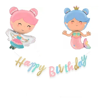 Набір Із Кульок | Фея Та Русалочка Happy Birthday
