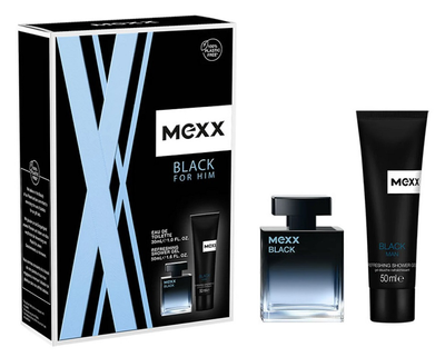 Zestaw męski Mexx Black For Him woda toaletowa 30 ml + żel pod prysznic 50 ml (3616303430412)