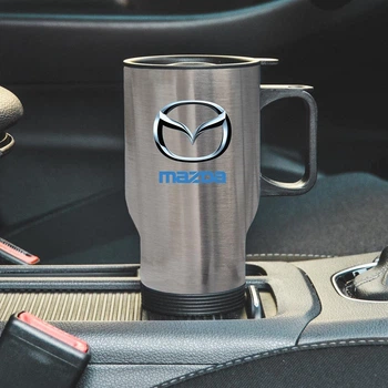 Термокухоль автомобільний з логотипом Mazda 450 мл сріблястий
