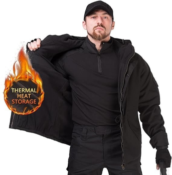 Мужская военная зимняя тактическая ветрозащитная куртка на флисе G8 HAN WILD - Black Размер M
