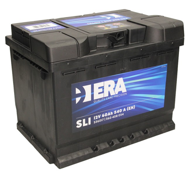 Аккумулятор - ERA SLI , 60Ah , EN 540 , 242x175x175 (ДхШхВ) , правий "+" , 6СТ-60 АзЕ S560161 PEUGEOT ; FIAT; FORD; GENERAL ; MAZDA ; MERCEDE; MITSUBISHI ; NISSAN ; SUBARU ; SUZUKI ; TOYOTA ; VOLVO ; VW