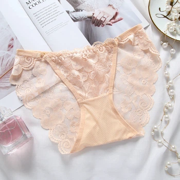 Женские кружевные трусики Honey Fashion Accessories One Size (XS/S) бежевый (2-242)
