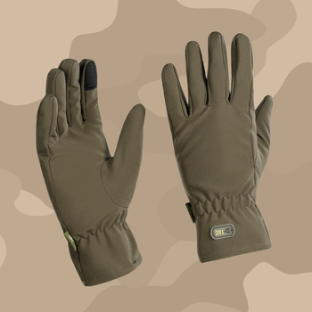 Тактические перчатки M-Tac Winter Soft Shell Olive, Зимние военные перчатки, Теплые стрелковые перчатки, S