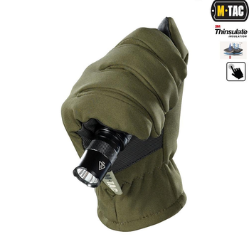 Тактичні рукавички M-Tac Soft Shell Thinsulate Olive, Зимові військові рукавички, Теплі стрілецькі рукавички, L