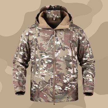Тактическая мужская куртка Pave Hawk PLY-6 Camouflage CP с капюшоном и карманами сзади taktical, L