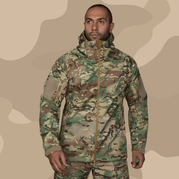 Тактическая зимняя куртка на флисе CM Stalker SoftShell Multicam / Водоотталкивающая военная куртка камуфляж, XL