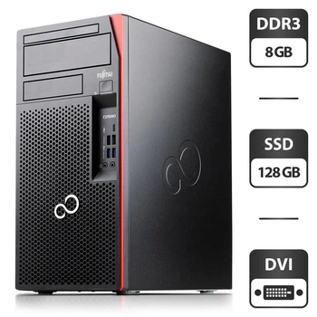 Компьютер Fujitsu Esprimo P757 E90+ Tower / Intel Celeron G3900 (2 ядра по 2.8 GHz) / 8 GB DDR4 / 128 GB SSD / Intel HD Graphics 530 / DVI б/у