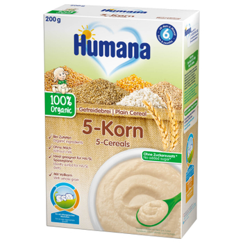 Дитяча каша Humana Plain Cereal 5-Cereals 5 злаків цільнозернових 200 г (4031244775627)