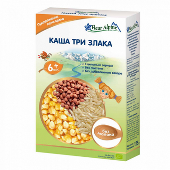 Дитяча каша Fleur Alpine безмолочна органічна три злаки 175 г (4006303632135)