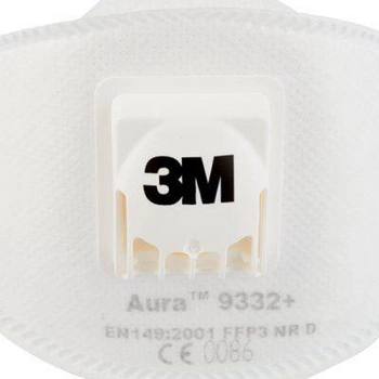 Респіратор 3M Aura 9332+ захист рівня FFP3 із клапаном 1 шт. (4054596041219)