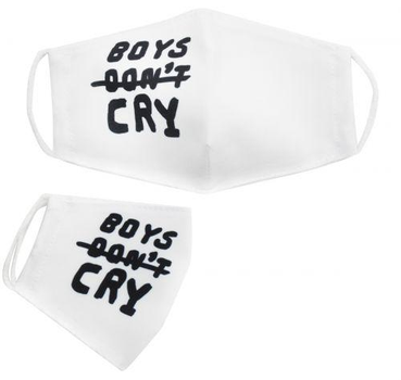 Багаторазова 4-х шарова захисна маска "Boys do not cry" розмір 3, 7-14 років, біла (TS01091996153162)