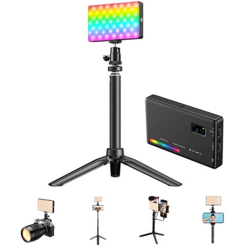 Светодиодный видеосвет Apexel FL07 RGB 2500–9000 К, CRI95+ с штативом для фотоблогов