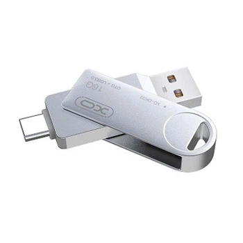 Флеш пам'ять XO DK03 USB3.0+Type C 16GB Сталевий