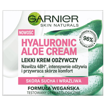 Krem lekki odżywczy Garnier Hyaluronic Aloe Cream do skóry suchej i wrażliwej 50 ml (3600542328487)