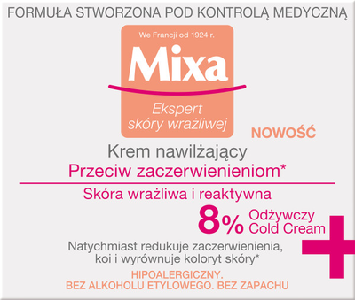 Krem nawilżający MIXA przeciw zaczerwienieniom do skóry wrażliwej 50 ml (3600550995213)