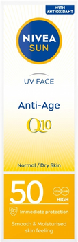 Krem do twarzy Nivea Sun UV Face Anti-Age Q10 przeciwzmarszczkowy przeciwsłoneczny SPF 50 50 ml (5900017089034)