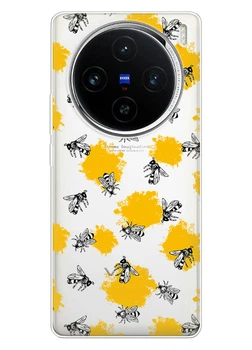 Прозорий силіконовий чохол iSwag для Vivo X100 Pro з малюнком - Бджоли (ISVX100PR27)