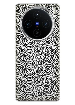 Прозорий силіконовий чохол iSwag для Vivo X100 Pro з малюнком - Чорні візерунки (ISVX100PR23)