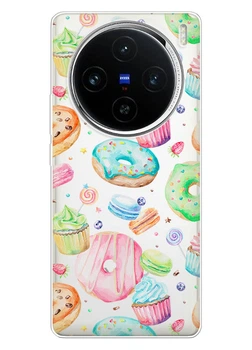 Прозорий силіконовий чохол iSwag для Vivo X100 Pro - Пончики (ISVX100PR30)