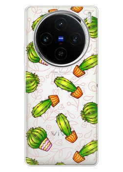 Прозорий силіконовий чохол iSwag для Vivo X100 Pro - Арт кактуси (ISVX100PR50)