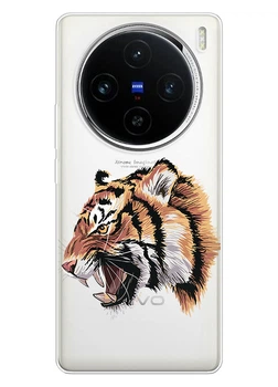 Прозорий силіконовий чохол iSwag для Vivo X100 Pro з малюнком - Тигр (ISVX100PR65)