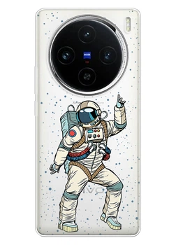 Прозорий силіконовий чохол iSwag для Vivo X100 Pro з малюнком - Веселий космонавт (ISVX100PR54)