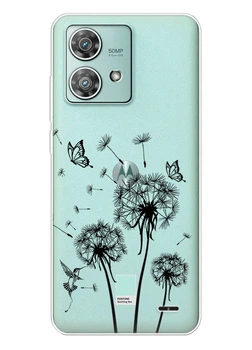Прозрачный силиконовый чехол iSwag для Motorola Edge 40 Neo с рисунком - Одуванчики (ISME40N51)