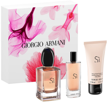 Zestaw damski Giorgio Armani Si Woda perfumowana damska 50 ml + Woda perfumowana damska 15 ml + Balsam do ciała 50 ml (3614273951203)