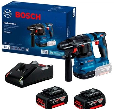 Акумуляторний перфоратор Bosch Professional GBH 185-LI, 2 акб GBA 18V 4.0 Ah з/п GAL 18V-40 (0611924020+1600A019S0)