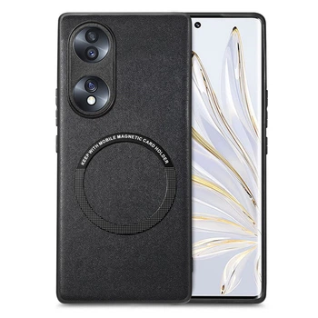Кожаный чехол - накладка Leather Hybrid Case для Honor 90 с металлической вставкой black