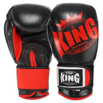 Перчатки боксерські шкіряні TPKING (розмір 14oz, Чорний-Червоний) (TK0363_Чорно-Червоний_14_унці)