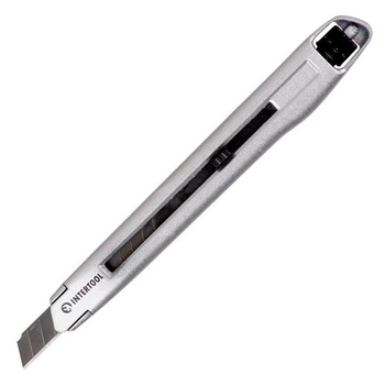 Ніж металевий посилений, лезо 9 мм, гвинтова фіксація леза INTERTOOL HT-0509