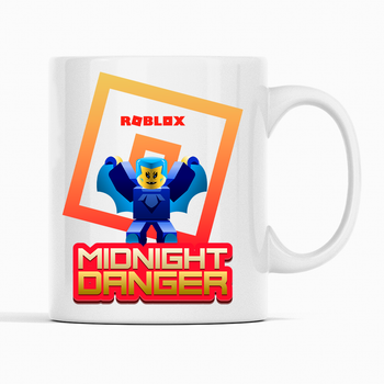 Белая кружка (чашка) с оригинальным принтом онлан игры Roblox "Midnight danger Roblox. Роблокс"